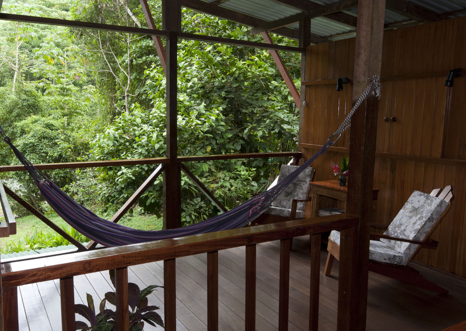 There are additional sitting areas on the second floor of the lodge, which provides great views of the forest
